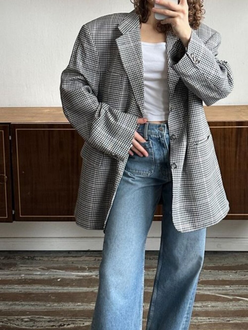 Vintage 90's Y2K Houndstooth Men's Blazer sz 42